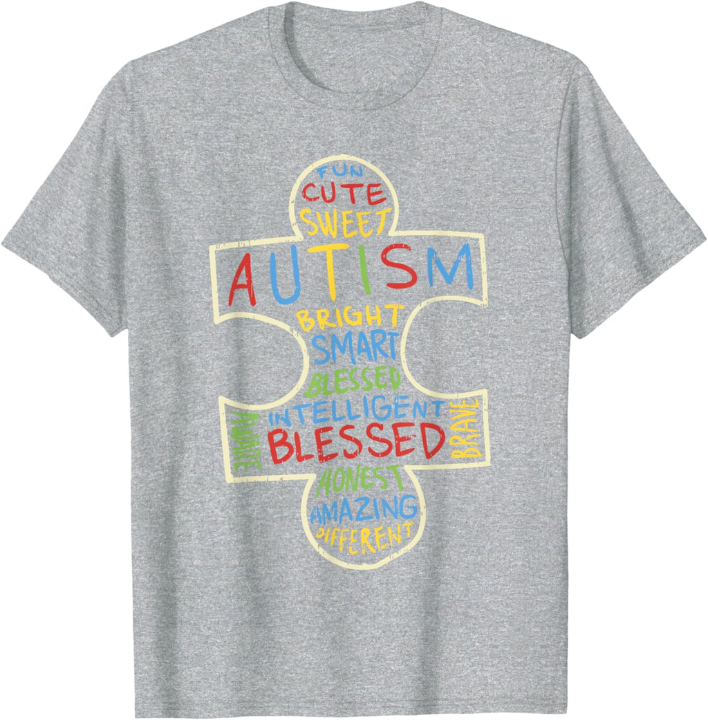 Autism Awareness Shirt Puzzle Piece Words Autistic Gift