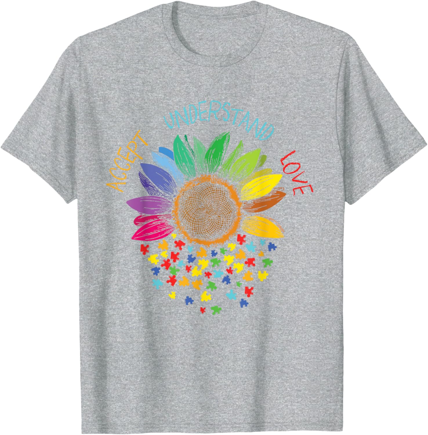 Autism Awareness Accept Understand Love ASD Rainbow Flower