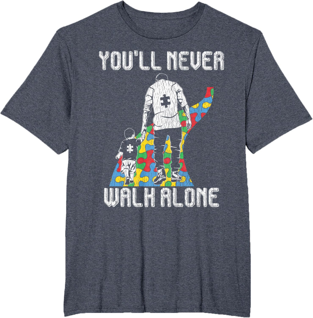 Vintage Father Son Family Autistic Kids Autism Awareness Dad